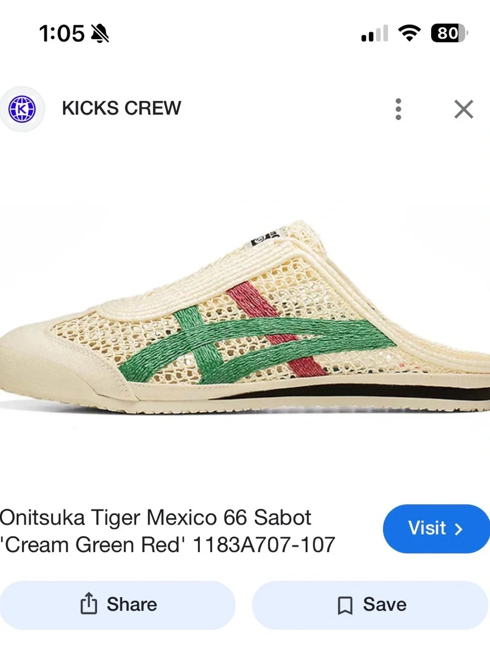 Onitsuka Tiger - Mexico 66 Sabot 'Cream Green Red'